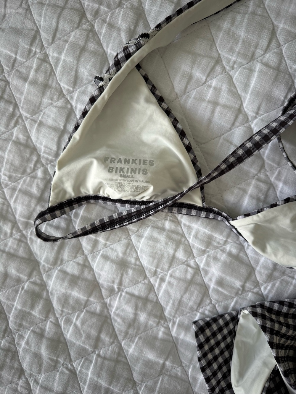 Frankie's Bikinis Black and White Gingham Triangle Bikini - Picture 3 of 3